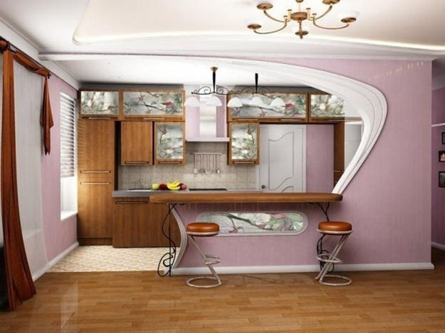 Современный дизайн кухни гостиной