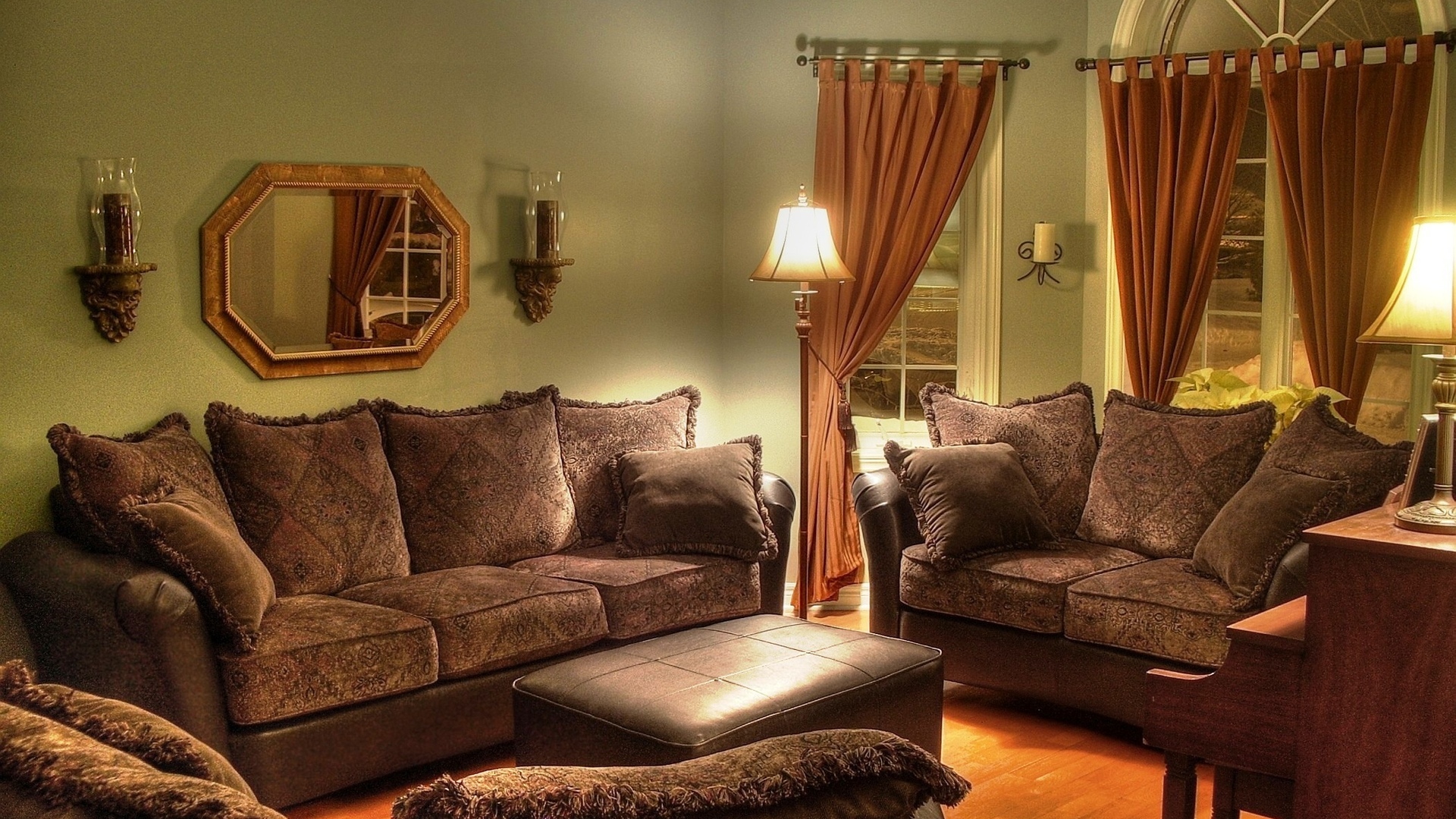 шторы под коричневые обои в гостиной фото интерьеры