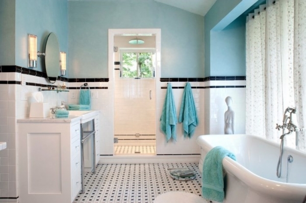 Ванные комнаты в бирюзовом цвете (50 фото)
